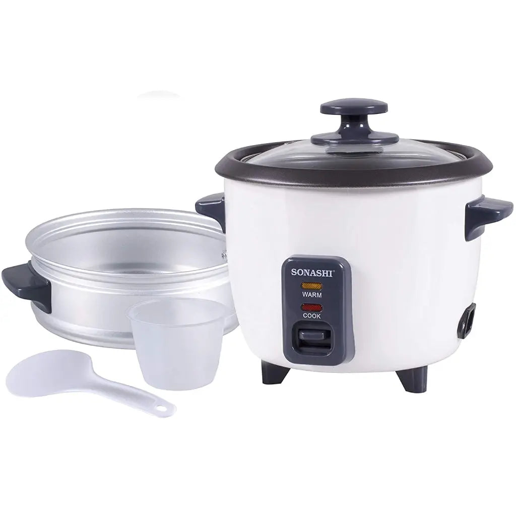 جهاز طهي الأرز والخضار بالبخار 2في1 لأكل صحي وطازج Sonashi 2.8L Rice Cooker with Steam Auto-Power Off SRC-328 SASHOPDZ