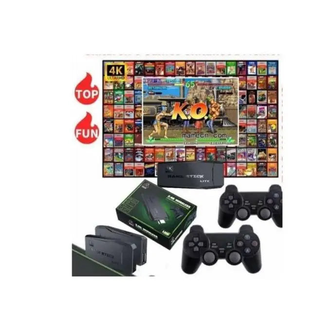 X2 Plus Game Stick Rétro 4K 128Go - 40000 Jeux - Manettes Sans Fil 2.4G - Console Portable HD