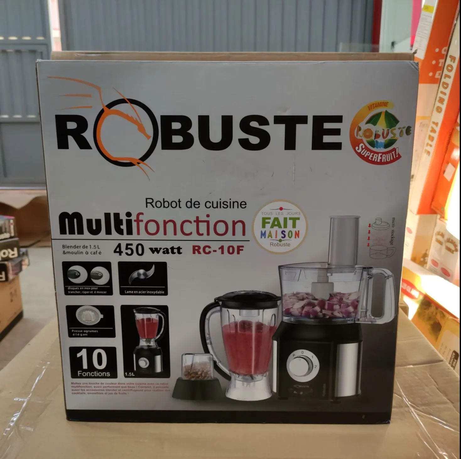 خلاط كهربائي متعدد الاستعمالات لتحضير مختلف الأطباق والمشروبات خلال ثواني ROBUSTE Robot Mixeur Multifonctions Pour Préparer Vos Différents Plats En Quelque Secondes 450W RC-10F Souqqy